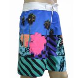 Men's Polyester Satin Placement printed Board Shorts
