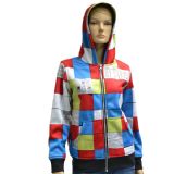 Women's Bonded Printed Jersey\ Fleece Hooded Soft Jacket