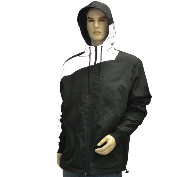 Unisex Hooded Wind Breaker with 3M reflective Coating, Reflective wind ...