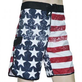 Swimming trunks for men Polyester satin print American Flag design